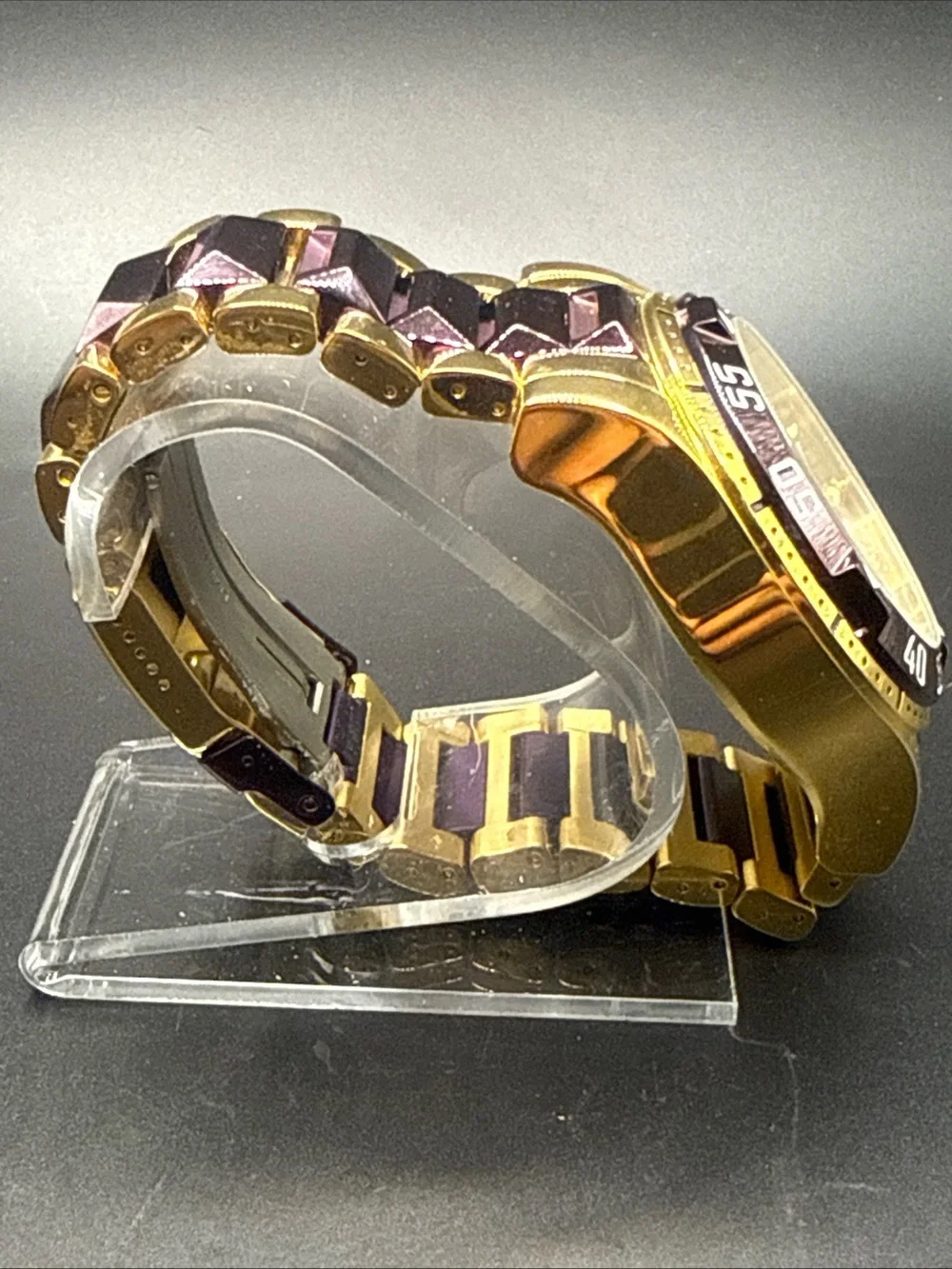 Invicta Excursion model 33349 MOP Dial Purple Gold Tone